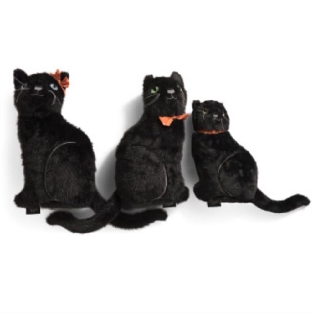 Halloween Black Cat Family Plush Pillow Set of 3 Dad, Mom & Baby NWT CR Curious